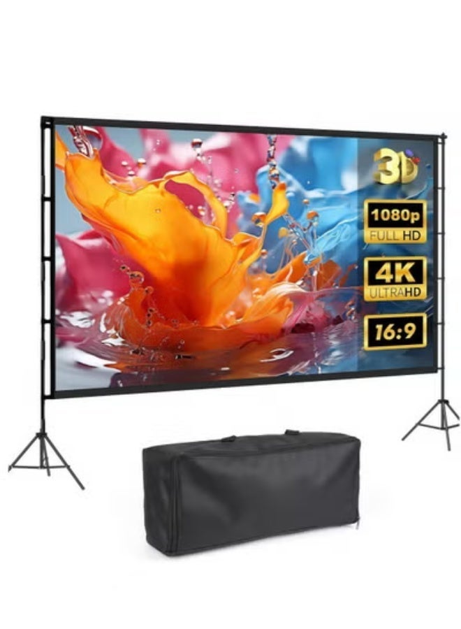 Flash Hawk 100 inch 16:9 Outdoor and Indoor Portable Projector Screen with Stands